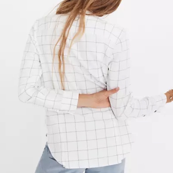 MADEWELL Flanne Tie-Neck Shirt in Window Pain - Picture 3 of 9